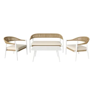 Salon lounge ROPPY blanc & marron