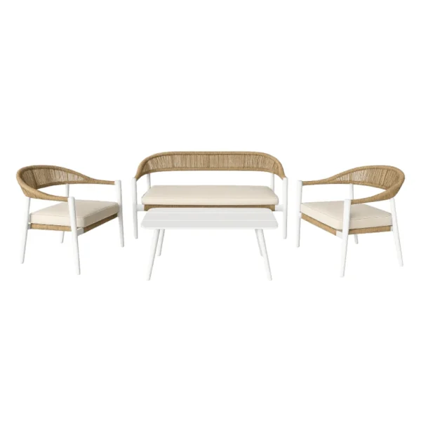 Salon lounge ROPPY blanc & marron