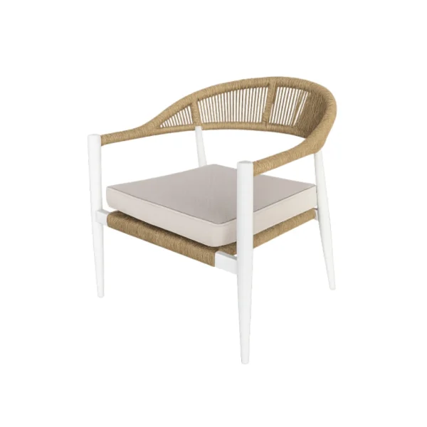 Salon lounge ROPPY blanc & marron