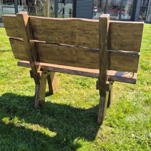 Banc en bois -ALSACIEN avec accoudoirs en fer forgé (2 places)