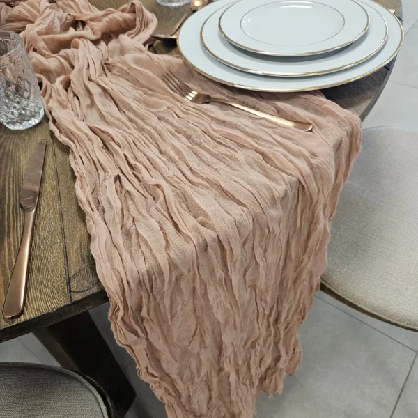 Chemin de table Cheesecloth- VIEUX-ROSE