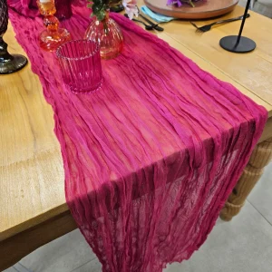 Chemin de table Cheesecloth- FUSHIA