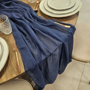 Chemin de table Cheesecloth- BLEU MARINE