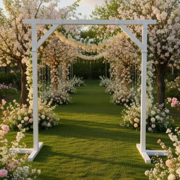 Arche rectangulaire en bois BOHO BLANCHE (H2m10*L2m40)