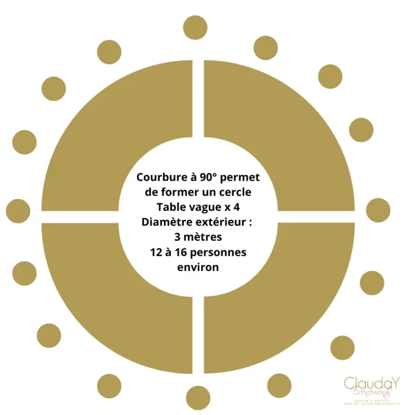 Table vague SERPENTINE -largeur 76cm