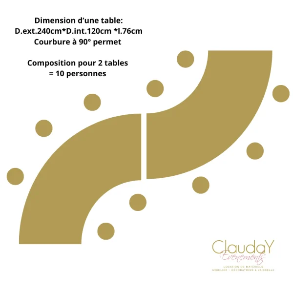 Table vague SERPENTINE -largeur 76cm
