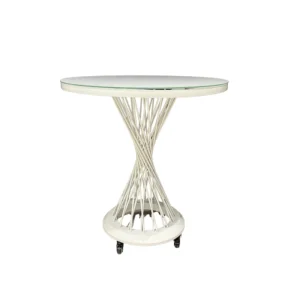 Table pour gâteau sur roulette -Blanc (D80cm)