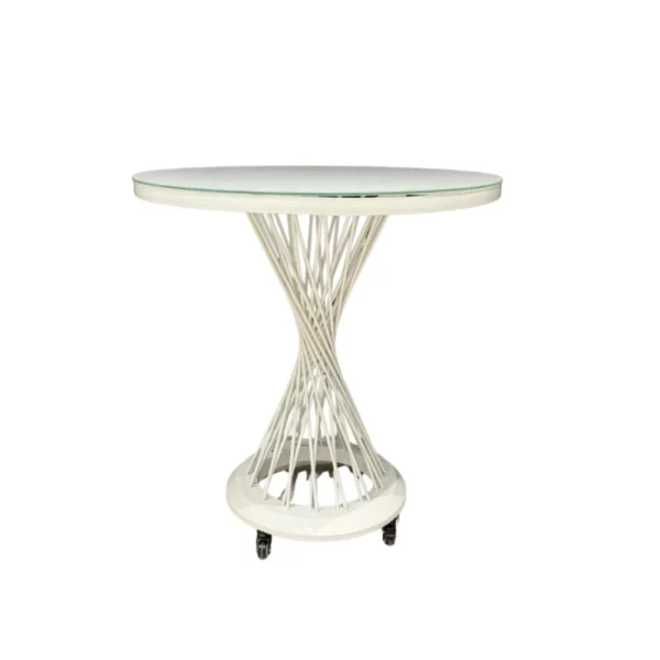 Table pour gâteau sur roulette -Blanc (D80cm)