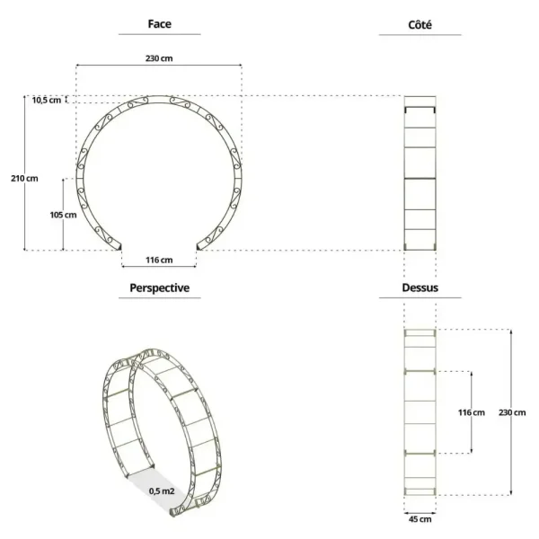Arche ronde PORTE DE LUNE en fer forgé D230cm