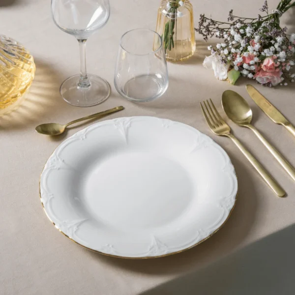Assiette plate rétro bords dorés -LOUISE D27.5cm