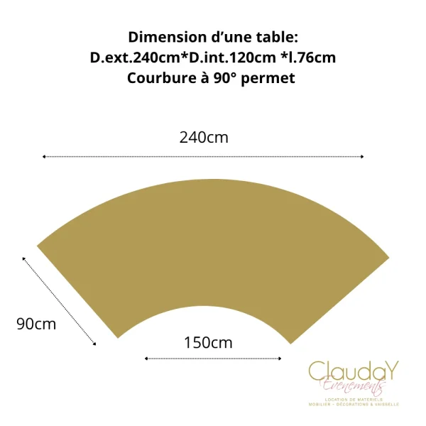 Table vague SERPENTINE -largeur 90cm